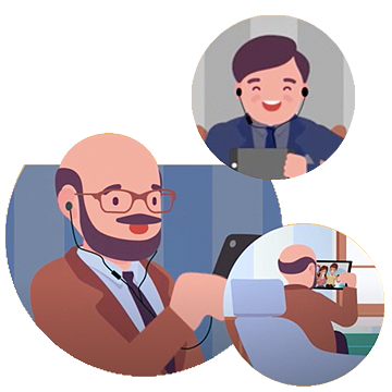 Ilustraciones de personas haciendo videoconferencia