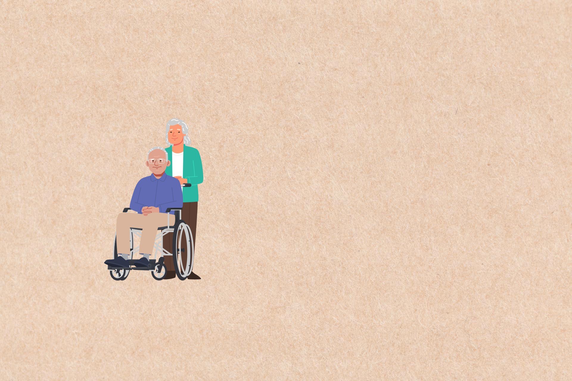 Portada de febrero con anciano y anciana con silla de ruedas
