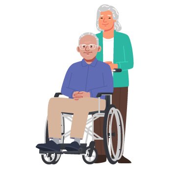Ilustración de anciano en silla de ruedas